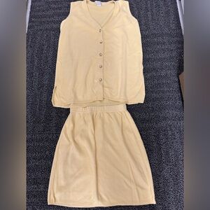 Vintage 90s Moda Int'l Gold 2 Pcs Top&Skirt Women’s Sz M